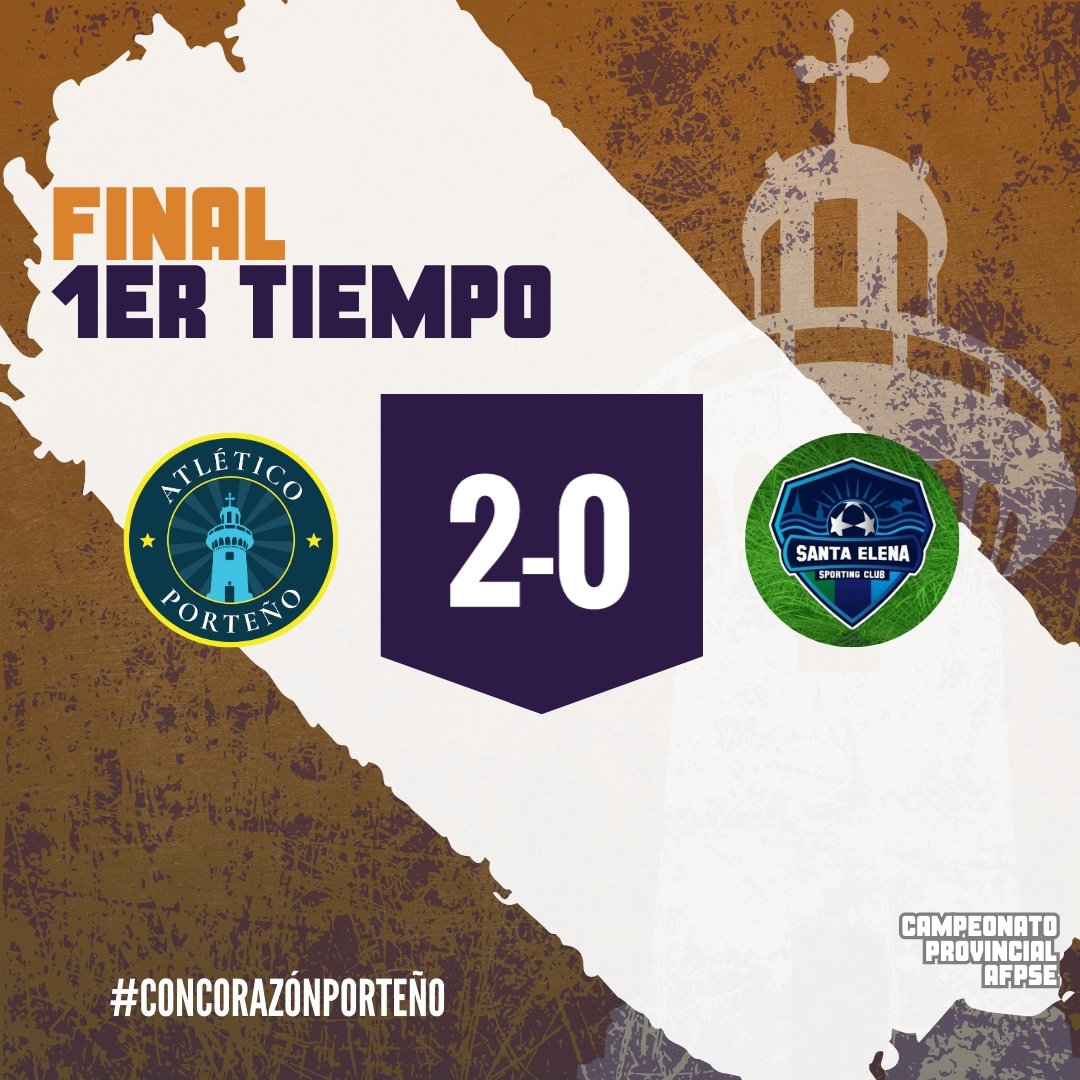 ⏱ 46' ¡Se termina la primera parte!
💪🏻 #VamosPorteños a mantener la ventaja!
⚽ #AtlPorteño 2-0 #SantaElenaSC
🏆3er Lugar | #CampeonatoProvincial