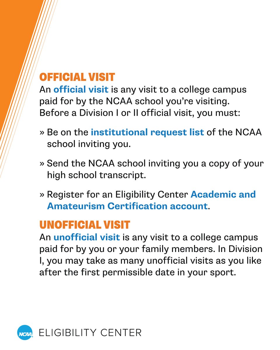 What is the difference between an official and unofficial visit? 🔗 on.ncaa.com/OfficialvsUnof…