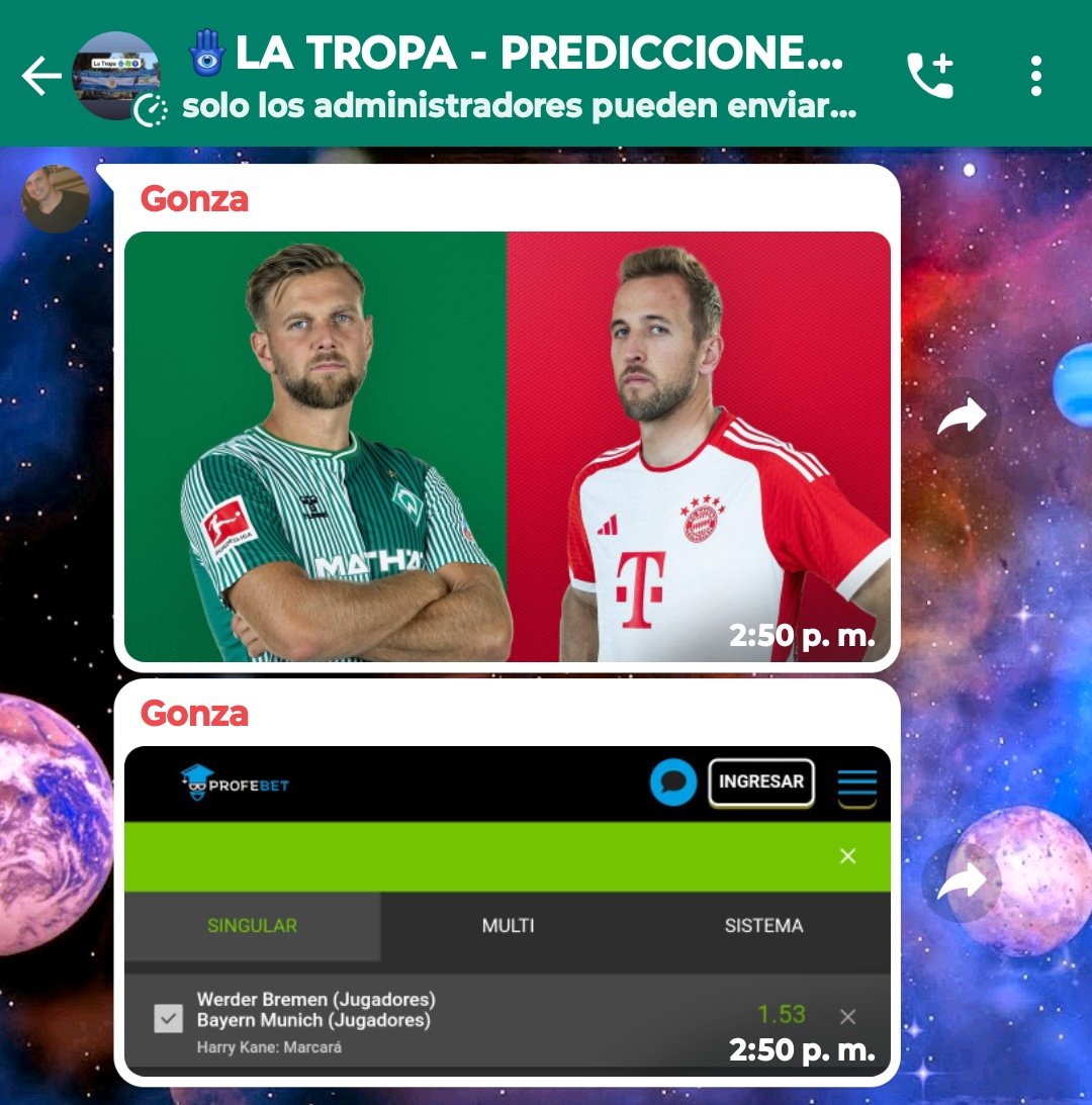 Astro_Psicolog1's tweet image. Comenzó la @Bundesliga_DE 
Y así ANTICIPAMOS lo que pasaría en el primer partido..
@FCBayern vs @werderbremenES 
Partido con más de 3 GOLES ✓✓
Y nuestro Tipster #Gonza recomendó goles de @HKane ✓✓
También recomendo el gol de #Fullkrug que lamentable fue anulado por el Var💪❗