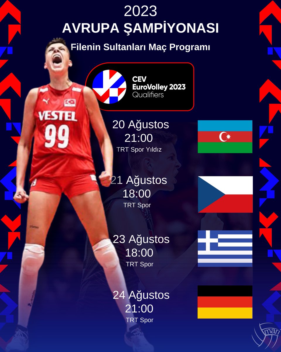 2023 CEV Avrupa Şampiyonası C Grubu’nda yarışan Filenin Sultanları’nın kalan maçlarının programı; #EbrarKarakurt #eurovolleyw #eurovolley2023