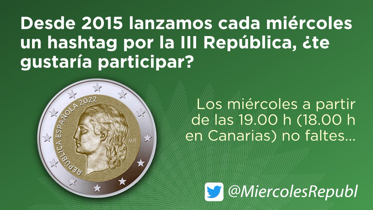 MiercolesRepubl's tweet photo. Todos los miércoles a partir de las 19.00 h (18.00 h en Canarias), tuiteamos por la III República, ¡suma tu voz! ❤️💛💜 #TunicEnGAME https://t.co/BkfFcWFDgl