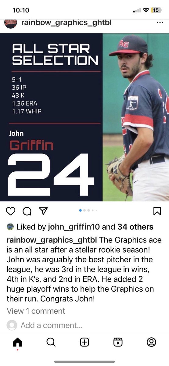So proud of John’s work this summer. The GHTL has very good hitters too. I’m looking forward to seeing the cutter working this Spring with <a href="/Ithaca_Baseball/">Ithaca Baseball</a>.