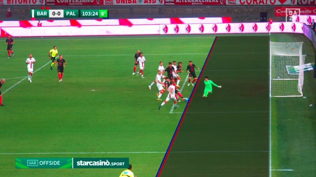 palermefc's tweet photo. 102' But annulé de Brunori pour hors-jeu de l'épaisseur de sa chaussette. #BarPal https://t.co/9GGi0YAHF5