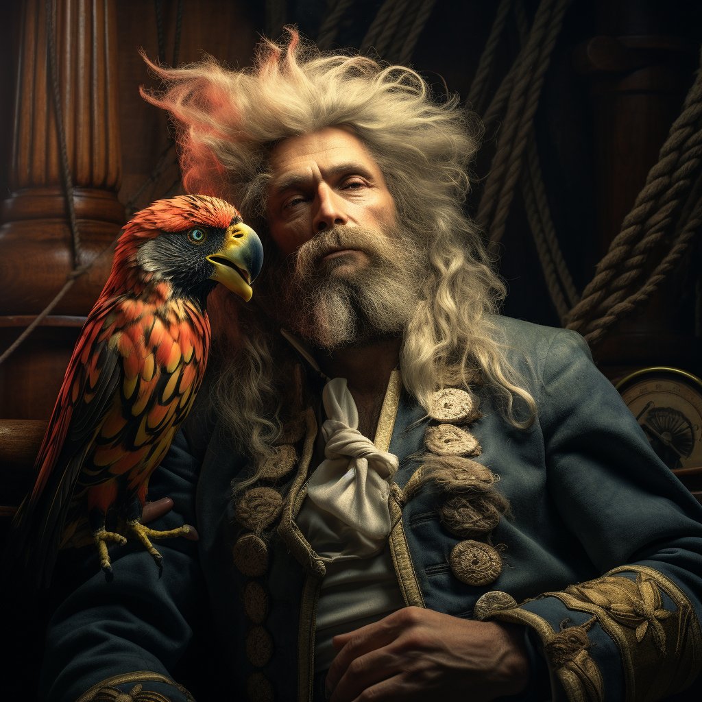 SeafaringCapt's tweet photo. A hungover parrot, ye say? That be a delicate matter. Best to feed him a cracker soaked in a bit o' ginger ale, let him perch on yer shoulder, and sing him gentle sea shanties. Keep him away from the loud cannons. https://t.co/SoPDyaQ9No