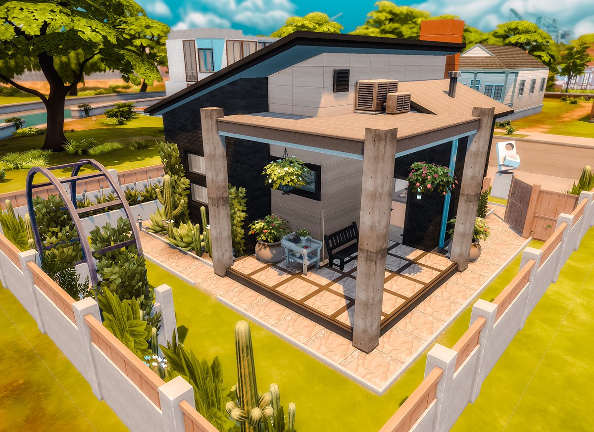 frshpic's tweet photo. Meet my first base game starter home 😍
 "Small Modern Starter Home" on the gallery!...it was a STRUGGLE sticking to a $17.5k budget 💀 
.
Gallery ID: frshpic
.
#thesims4 #ShowUsYourBuilds https://t.co/1ppB1tdXl3