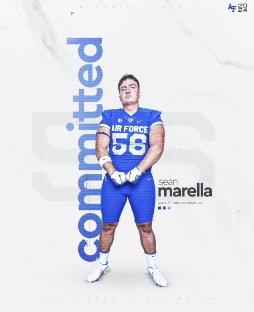 SeanMarella56's tweet photo. I am grateful and excited to announce that I am 100% COMMITTED to The United States Air Force Academy!⚡️⚡️⚡️⛽️⛽️⛽️
#BoltBrotherhood #Diesel #AGTG 

@CoachTCalhoun @CoachLobotzke @Coach_Thiessen @BrandonHuffman @ocvarsityguy @HBHSFootball @JPWestMedia https://t.co/kg4rqAXAuQ