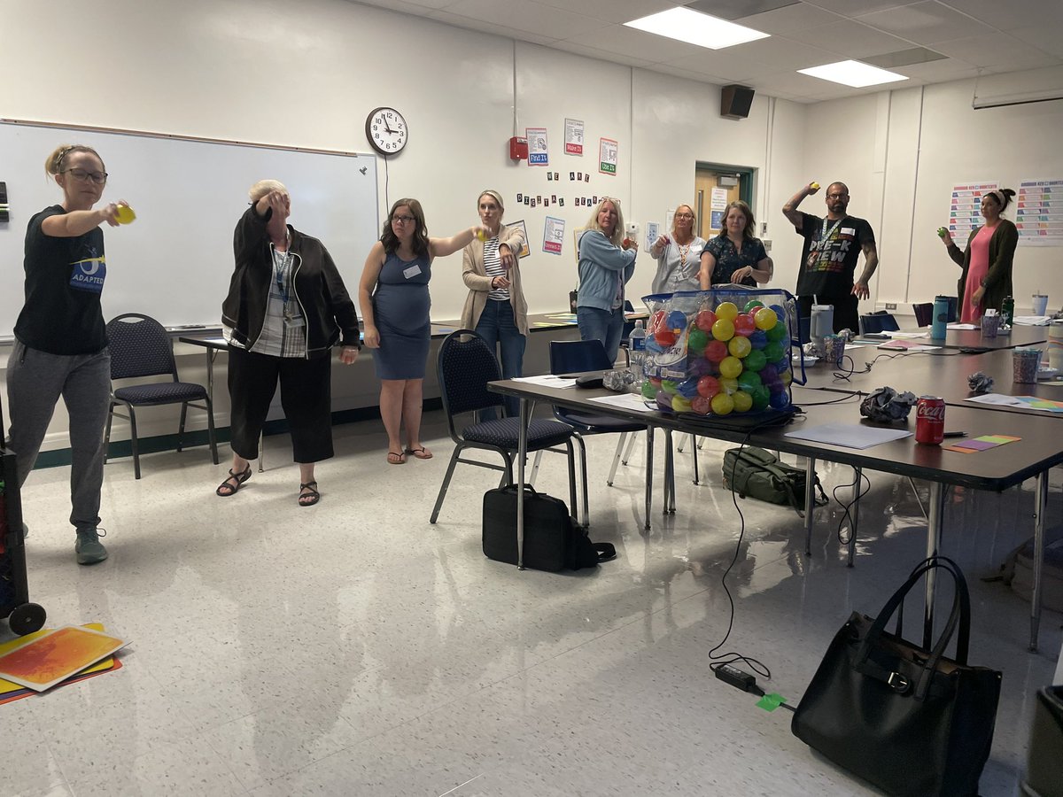 FCPSAdaptedPE's tweet photo. We ended our first week back with Pre-K teachers who were excited to learn how to integrate movement into their classrooms!  Thank you @CLynnDonnelly &amp; @robbins_fcps for the invite.  Your teachers are excited for the school year!  #YAP #movement #fcpspe #mathmovement https://t.co/i68cTilg0l