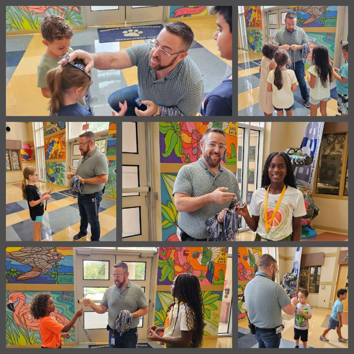 Celebrating our first PAWSOME Bobcats by giving them their special lanyards to display their brag tags. Also ending our teacher and staffs week with the Woot Woot cart loaded with Krispie Kreme. <a href="/BaldwinPk_OCPS/">Baldwin Park Elementary</a> <a href="/OCPSnews/">ocpsnews</a> <a href="/DrRahim_Jones/">Dr. Rahim Jones</a> <a href="/DBrancato22/">Danielle Brancato</a>