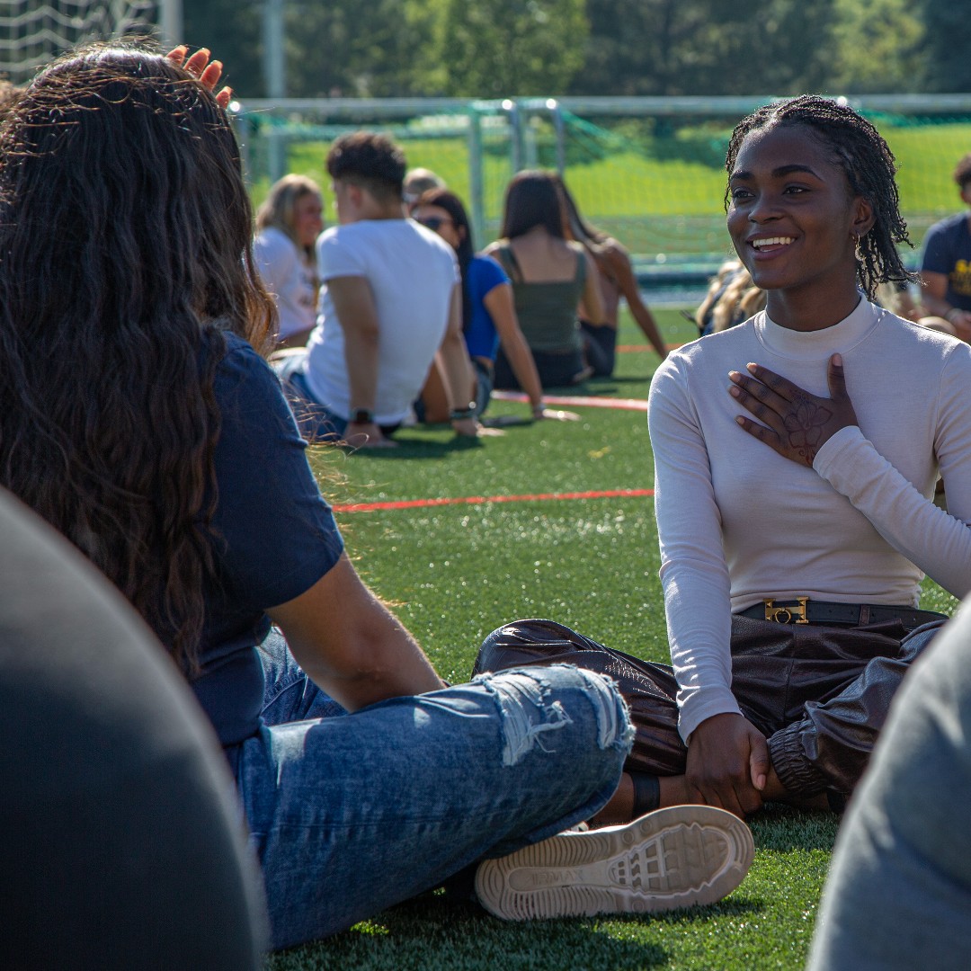 RegisUniversity's tweet photo. All smiles on our Northwest Denver Campus! Yesterday's @PlayFairU icebreakers warmed hearts and sparked new Ranger friendships among our first-year students. #ThisIsRegis #JesuitEducated #edcolo #college #classof2027 https://t.co/97jf2QXyuy