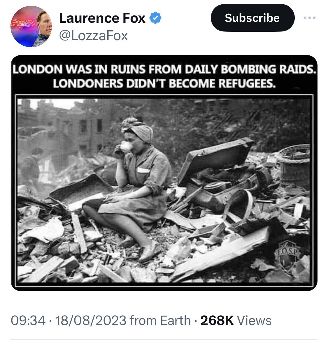 Other than the one and a half million people who were evacuated from the city, some to other parts of the UK but many to places as far as Canada…

But don’t let that stop you 👍