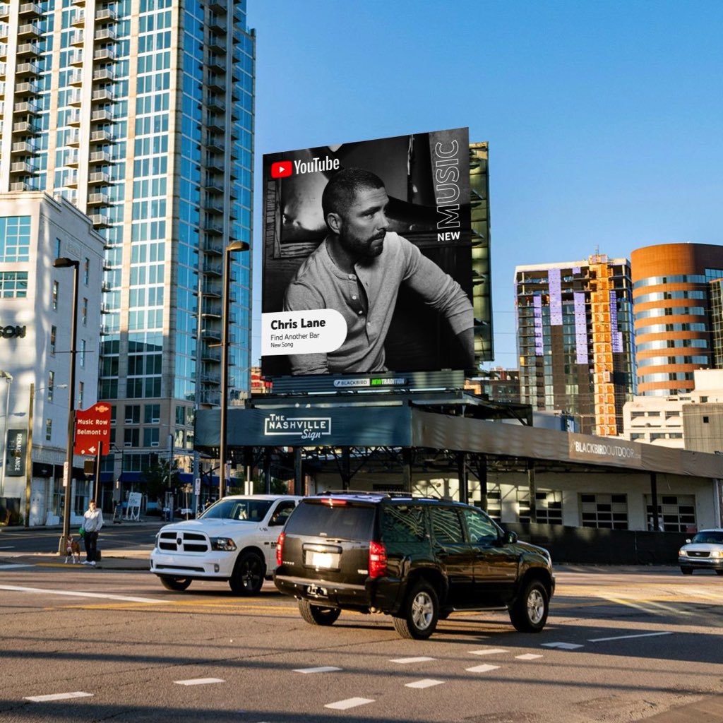 iamchrislane's tweet photo. Thanks for all the love on โFind Another Bar,โ @YouTubeMusic!!! Listen now on their Country On The Rise playlist or check out our Billboard in Nashville. ๐ #FindAnotherBar https://t.co/Np2kA3f9g7