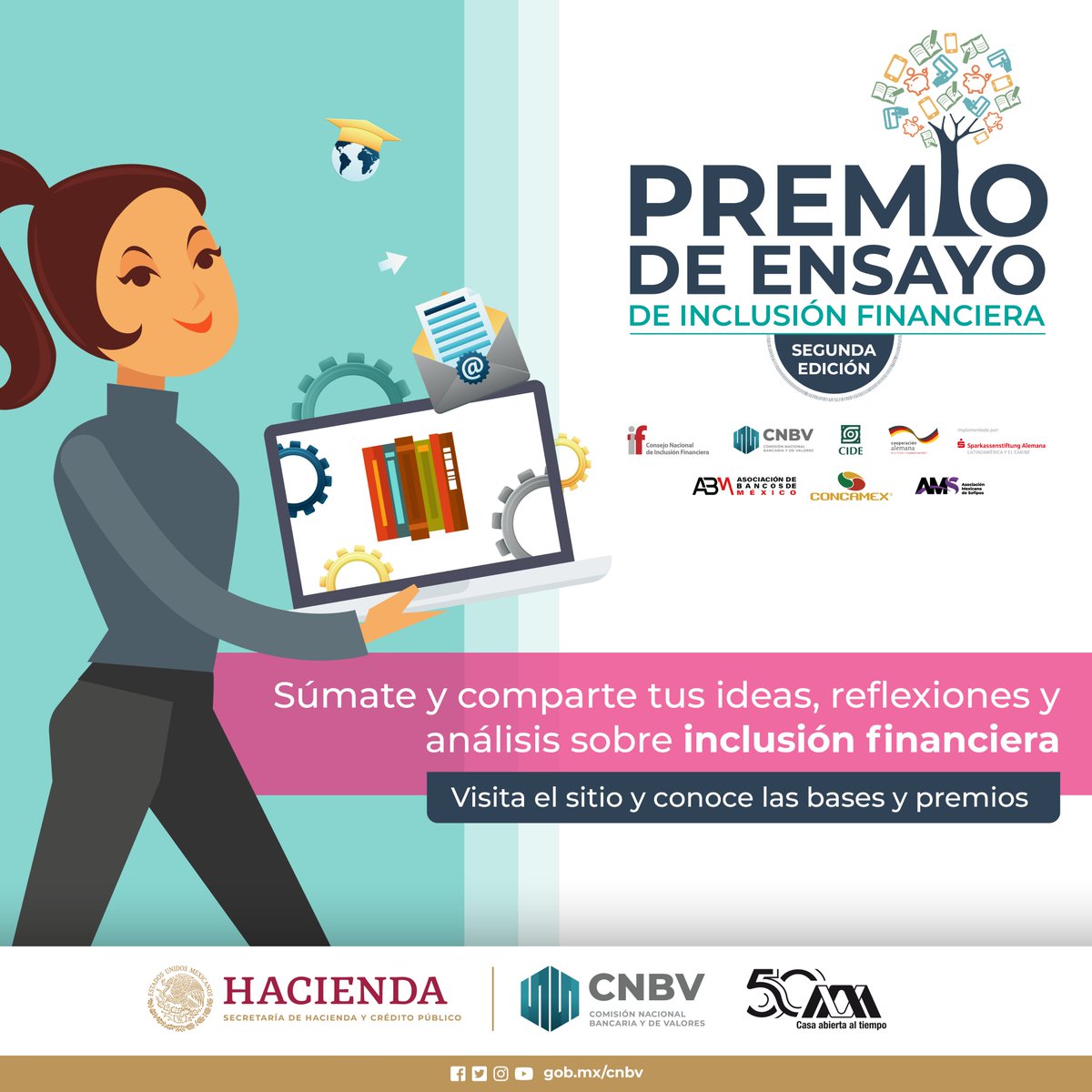 lauammx's tweet photo. Premio de Ensayo de Inclusión Financiera. Dirigida al alumnado de nivel licenciatura inscrito en IES
.
🗓 Inscripciones: Octubre 3, 10:00 horas, a octubre 5, 16:59 horas. https://t.co/WBOHPFKFAd / https://t.co/T2HKRZWNGo
.
#SoyUAM #UAM50 #Premio #Concamex https://t.co/X5j5LFBVOx