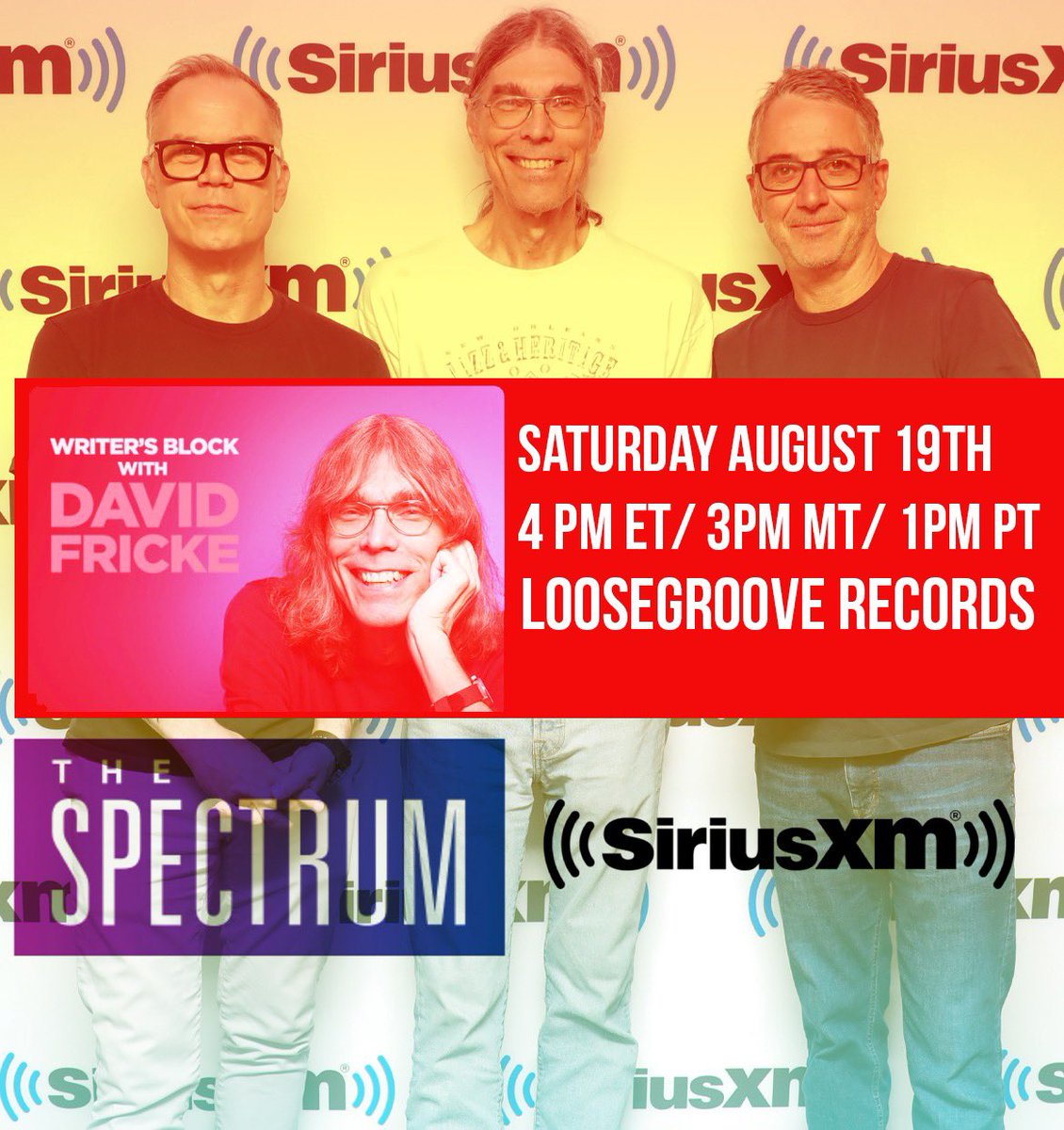 Stone and Regan chat Writer’s Block with David Fricke! Tune into SiriusXM SPECTRUM tomm 8/19 at 4ET. Episode also available on-demand now on the SXM app siriusxm.com/channels/the-s… @SXMSpectrum