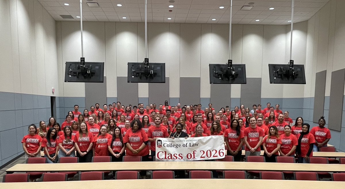 We love the shirts Class of 2026! What a fun way to end orientation. We know you’re excited for a great year ahead. #niulaw #niulawhasitall #niulawis4you #niulawproud #niulaw2026