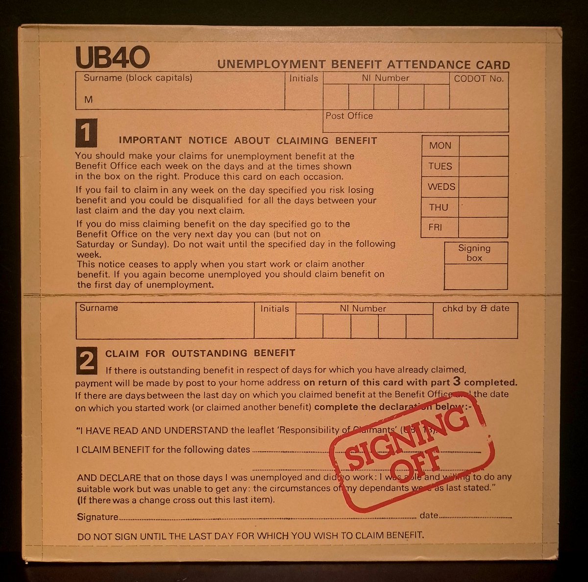 As it's Friday 
On the greatest of the bedsit Giro #indiemusic albums...
#NowPlaying #nowspinning 
UB40 - Signing Off
Released in 1980 on Graduate Records as a 12' and LP 
#vinylrecords #UKReggae #Dub #reggaemusic #vinylcollection