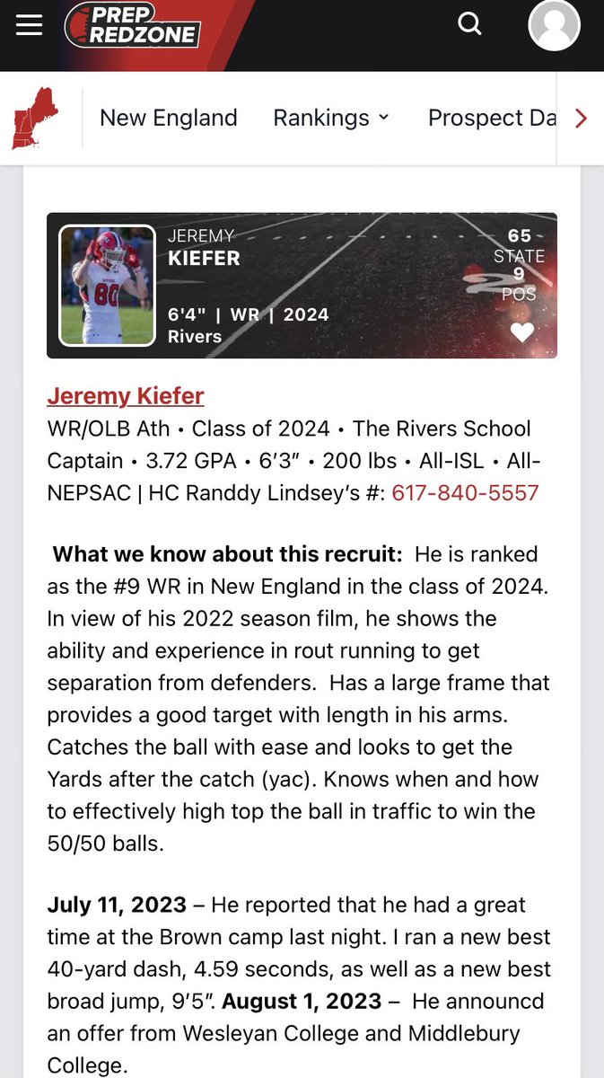 Thank you <a href="/PRZNewEngland/">Prep Redzone New England</a> and @PRZ_CoachSilva for the write up! Looking forward to a great season. 

<a href="/Coach_RanddyL/">Randdy Lindsey</a> <a href="/RiversAthletics/">Rivers Athletics</a>