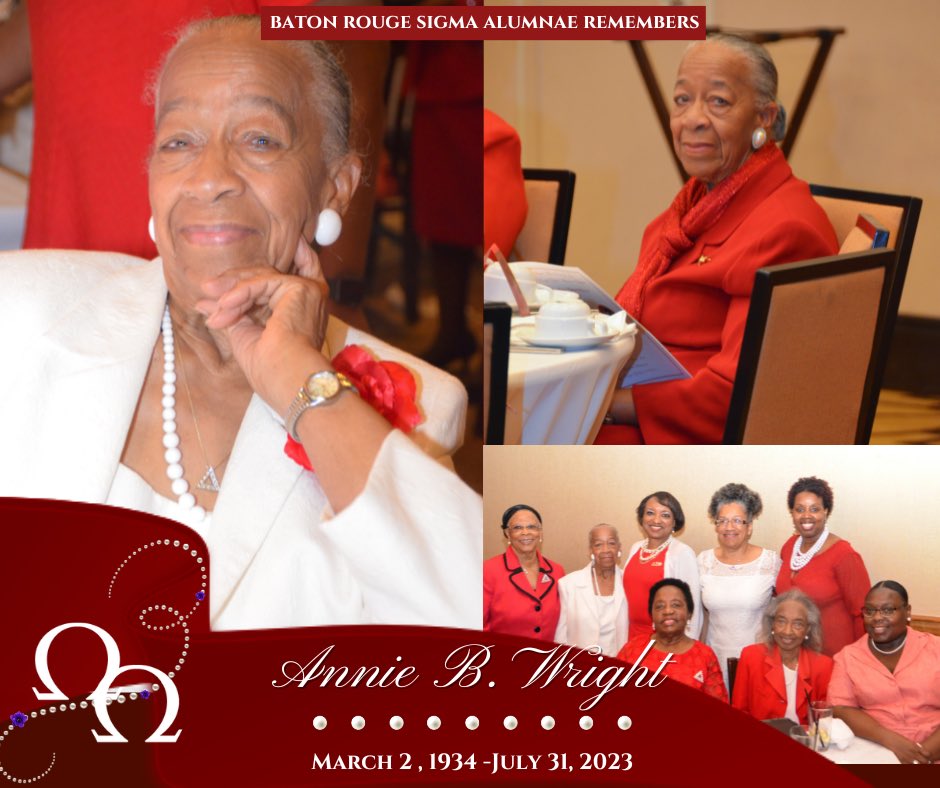 Join us in prayer for the family of Annie Wright as we mourn her death, but celebrate the life she lived. #OmegaOmega #DST1913 #BRSigmaDST