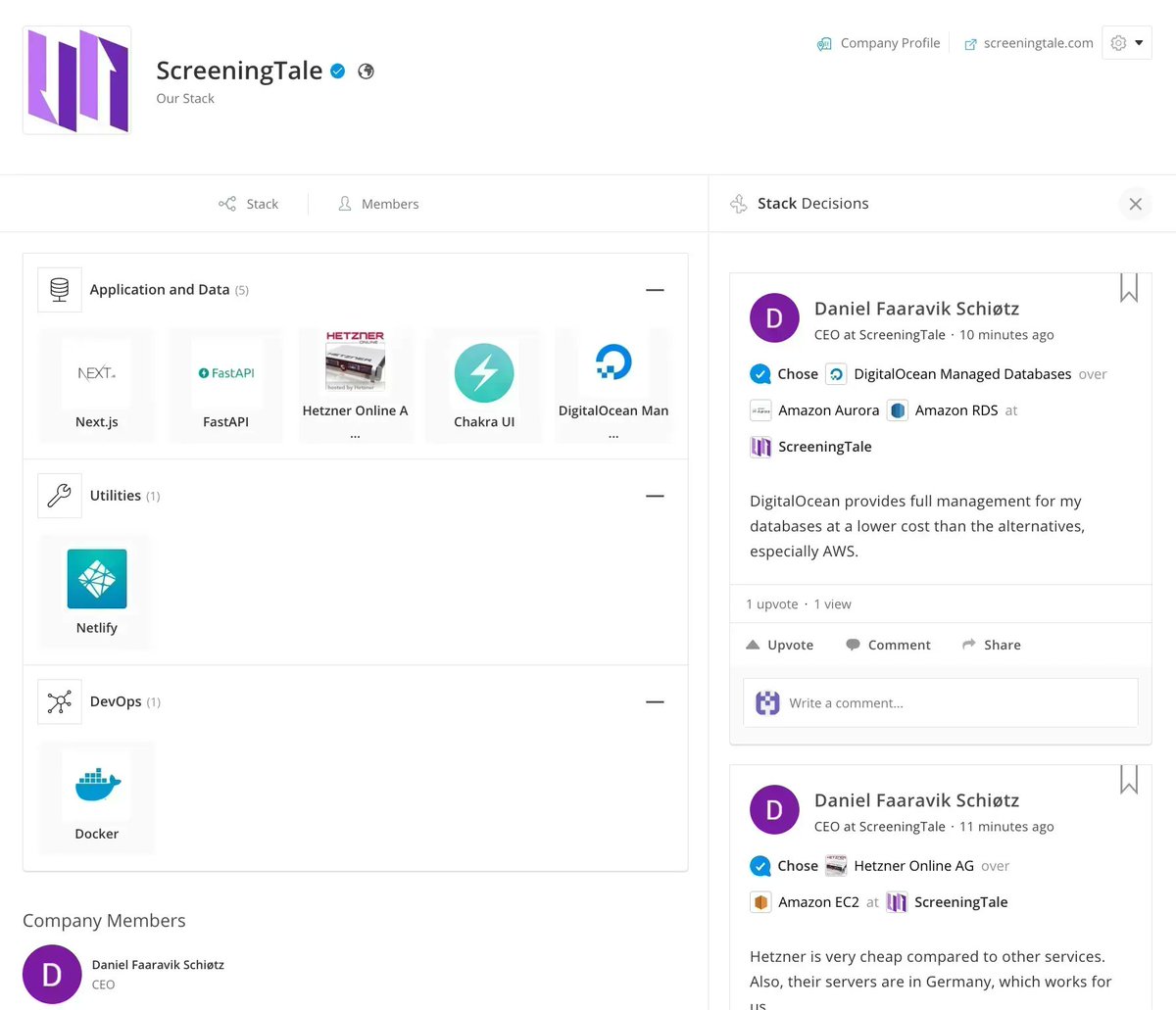 stackshareio's tweet photo. The #ScreeningTale Stack (by Daniel): @digitalocean + @HetznerStats

https://t.co/wger5bbJqO https://t.co/kRNyATTpU1