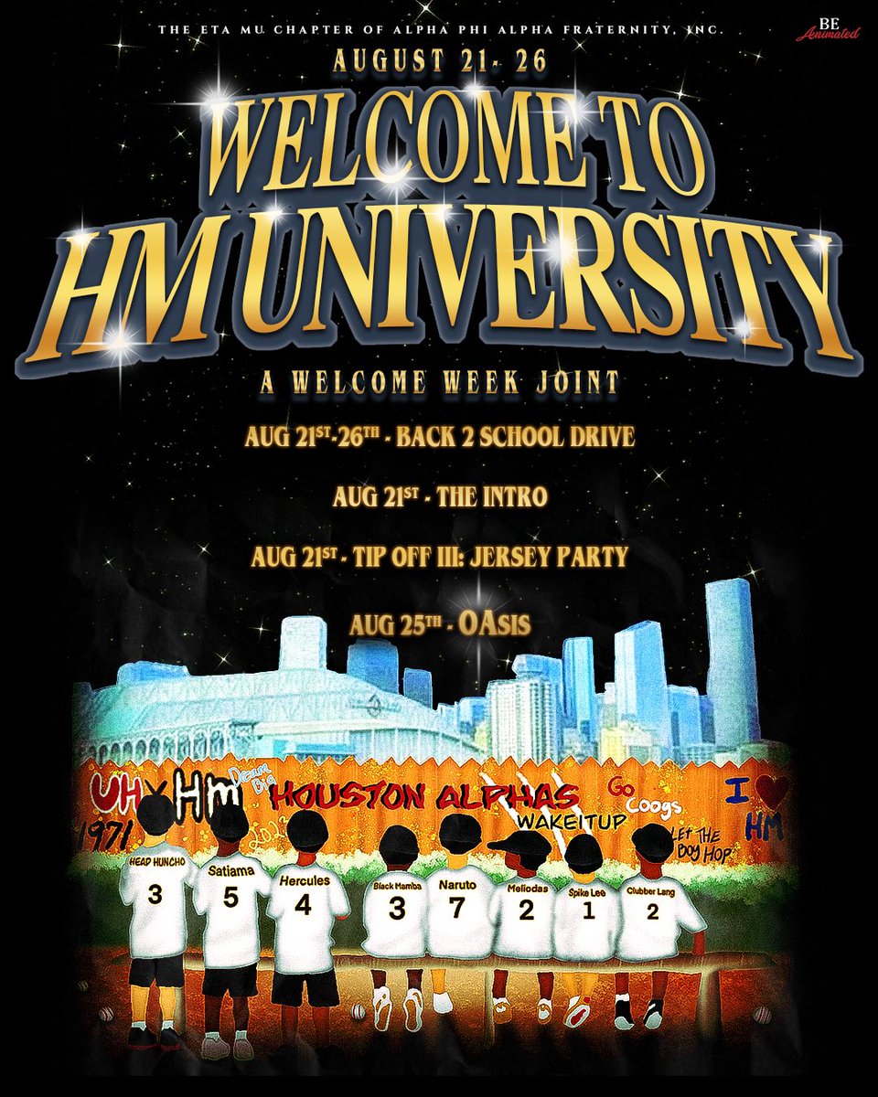 Welcome to HM University 🏆

A Welcome Week Joint 🙌🏾
8/21- 8/26 Back 2 School Drive 📓

8/21- The INTRO 📆
8/21- Tip-off 3 ⛹🏾‍♂️
8/26- OAsis 🏝️

🚨PRESALES ARE LIVE: A week full of events you don’t want to miss ❄️

•
•
•
•
•

 #UH27 #UH26 #UH25 #UH24
#TXSU27 #TXSU26 #TXSU25