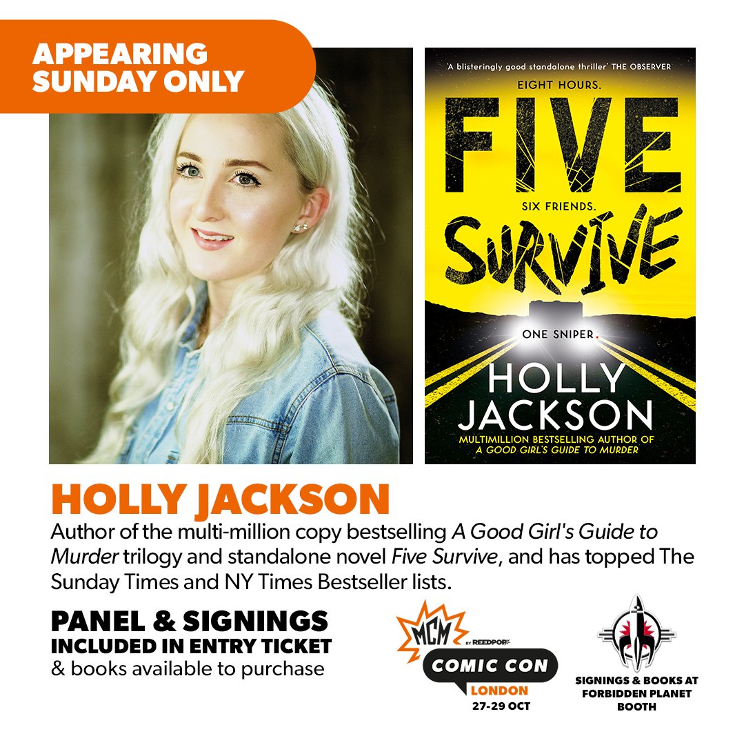 Meet Holly Jackson at MCM London! @HoJay92 novels have been translated into over 38 languages with 'A Good Girl’s Guide to Murder' currently being filmed for a BBC series! 📅 Sun 29 Oct 📍 Writers Block ✨ Signing included in tickets Buy tickets: bit.ly/41iXo3F