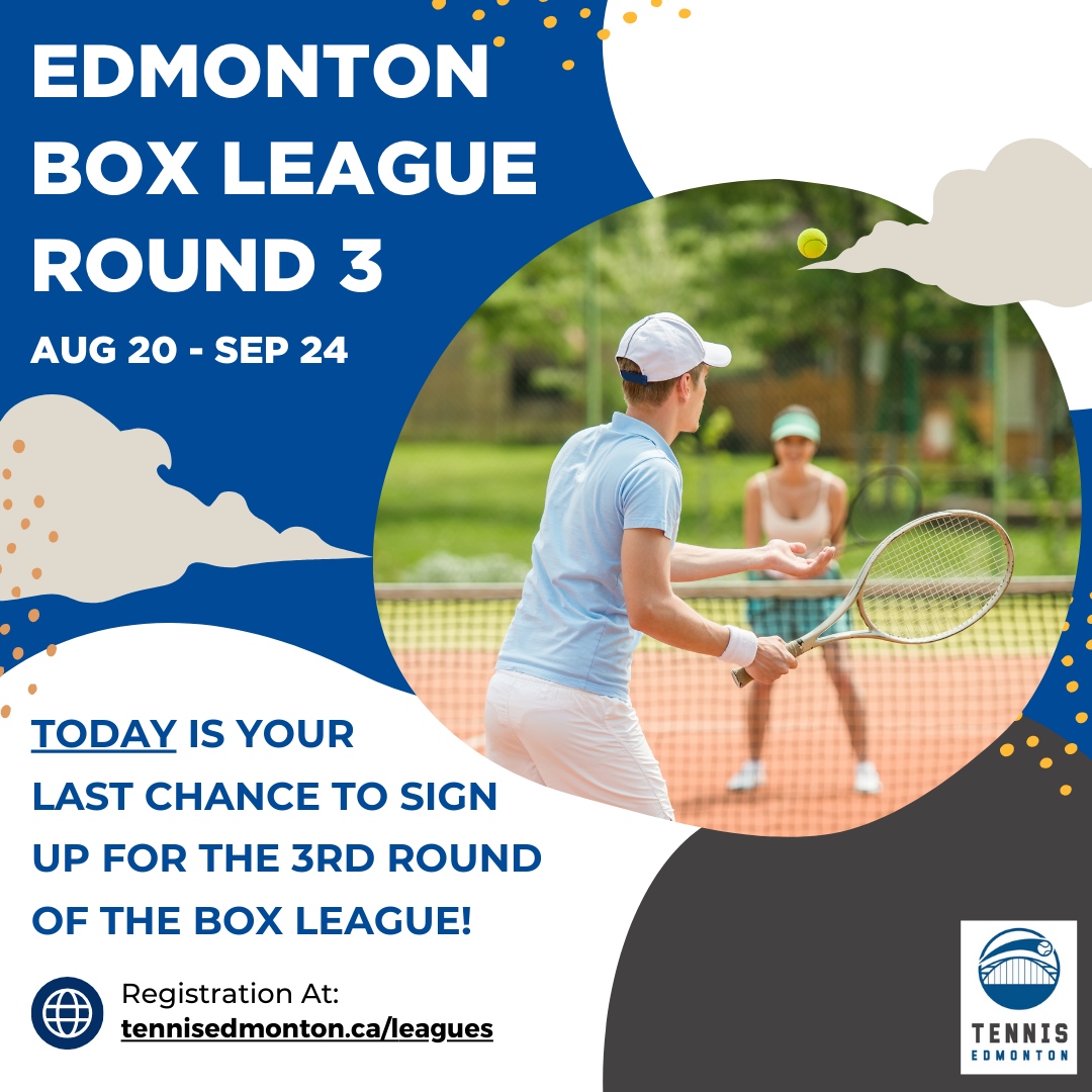 Round 3 of the Box League starts THIS SUNDAY! TODAY IS THE LAST DAY to sign up for the Box League! Don't miss out on the chance to play tennis and meeting new friends!
⁠
[For more Information &amp; Registration]⁠ or Link in Bio⁠
tennisedmonton.ca/leagues
⁠