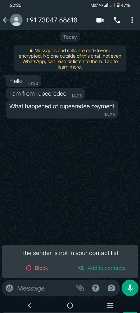 <a href="/RupeeRedee/">Rupee Redee</a> cheated me they hacked my phone and abused my contact list previously still not replying to my mails. I already shared my problems with <a href="/RupeeRedee/">Rupee Redee</a> .I will not pay a single rupee. <a href="/RBI/">ReserveBankOfIndia</a> <a href="/DasShaktikanta/">Shaktikanta Das</a> Sir who is responsible for defamation.<a href="/Vedprak13632988/">Vedprakash Verma (Proud to be an Indian )</a> <a href="/Pravinkks/">Pravin Kalaiselvan</a>