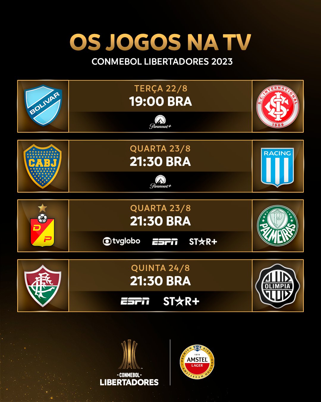 A Gazeta  Confira onde assistir aos jogos decisivos das quartas de final  da Libertadores