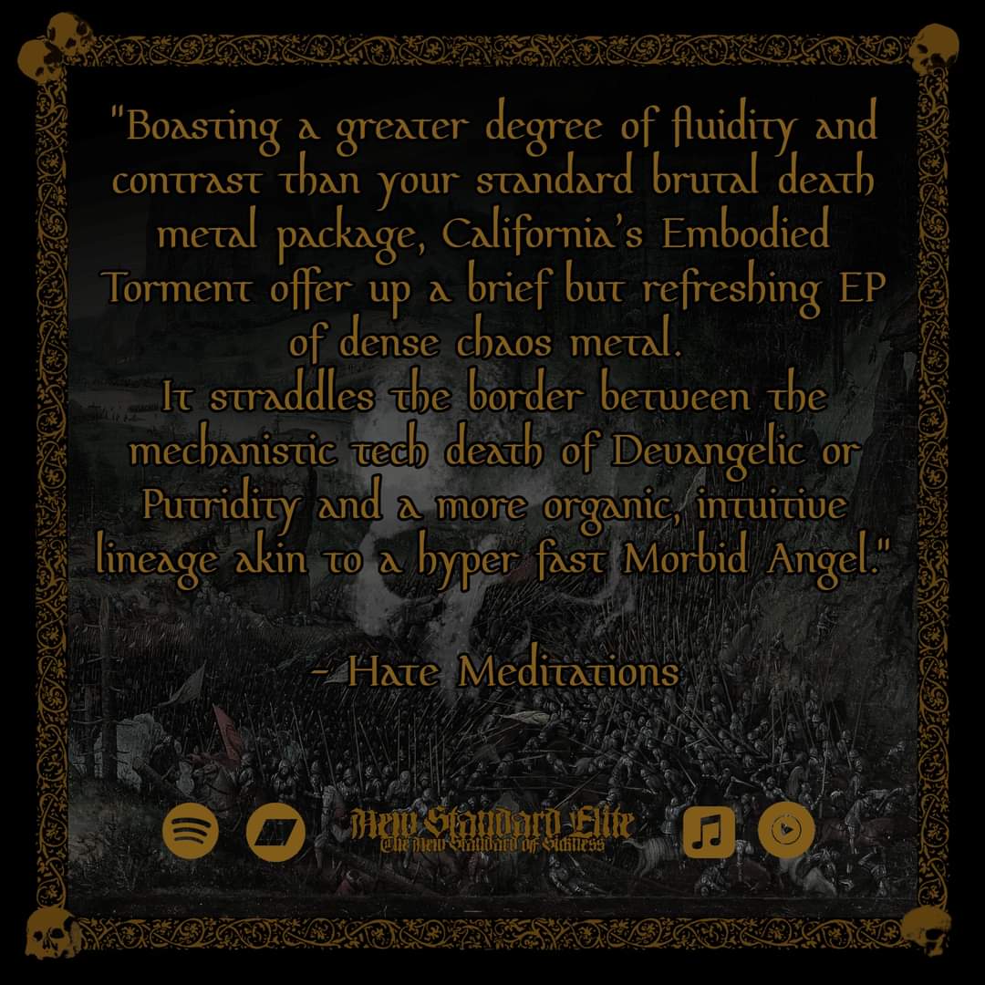 EmbodiedTorment's tweet photo. We've been honored by the latest reviews of Archaic Bloodshed. Listen to the sounds of brutal blasting warfare today on all major platforms.

Bandcamp:
https://t.co/eBVcovHjJL
Spotify:
https://t.co/URak2Tguh3

#deathmetal #brutaldeathmetal #newstandardelite #blastbeats #techdeath https://t.co/8TLMQiTjUz