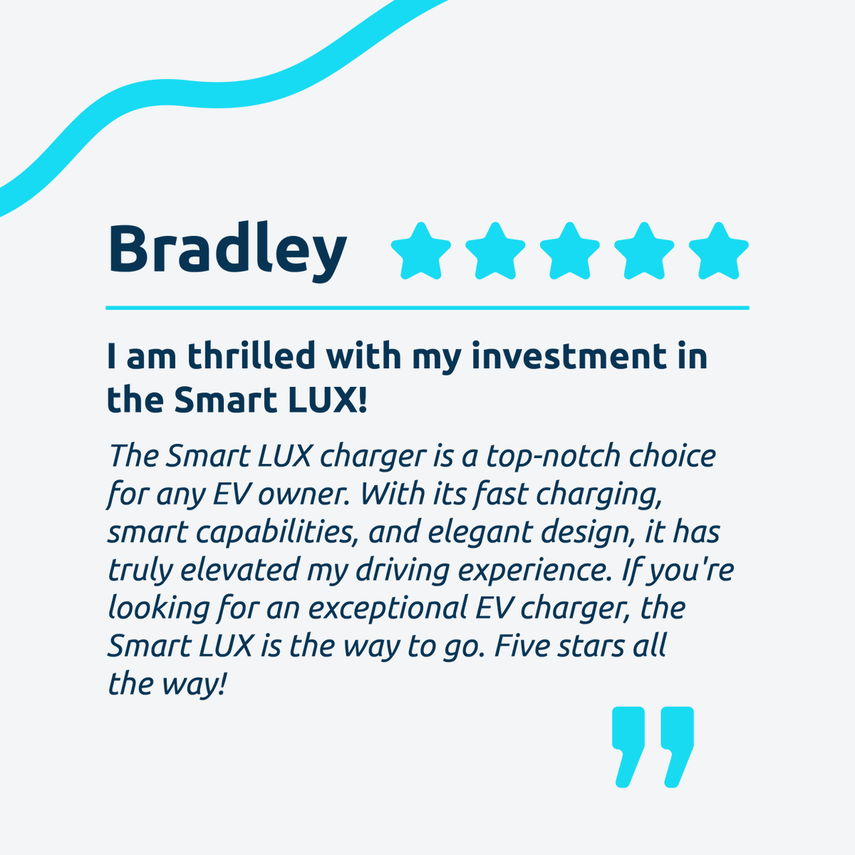 Indra_rt's tweet photo. Why should you try the Smart LUX™? 🔌
Not only is it our newest and most advanced charger yet, but it’s packed with great features and is pretty easy on the eye too.
Here's what Bradley thinks of it so far! 👇
Order yours today - https://t.co/laXDIlTYj1
#SmartLUX https://t.co/xGNXDYN4uG