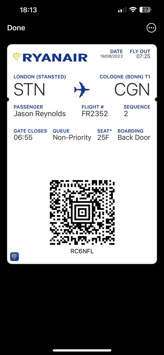 JasonRReynolds5's tweet photo. My first ever flight with my girlfriend and she choose to seat us together. Was hoping for random seat allocation @Ryanair https://t.co/etcNiqcoPk