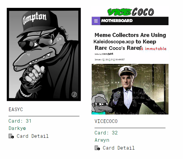 Sgt. Pepe's Lonely Hearts Club Band (@sergeant_pepe) on Twitter photo As self appointed delegate of <a href="/kaleidoscopexcp/">Kaleidoscope XCP</a> i am DELIGHTED to announce that my #rarecoco token is now out!
Based on <a href="/ScrillaVentura/">RARE SCRILLA</a> s VICEPEPE
VICECOCO represents a watershed moment 4 the community as tokens from Kalediscope are now officially accepted into RARECOCO! π₯³ππͺ© As self appointed delegate of <a href="/kaleidoscopexcp/">Kaleidoscope XCP</a> i am DELIGHTED to announce that my #rarecoco token is now out!
Based on <a href="/ScrillaVentura/">RARE SCRILLA</a> s VICEPEPE
VICECOCO represents a watershed moment 4 the community as tokens from Kalediscope are now officially accepted into RARECOCO! π₯³ππͺ©