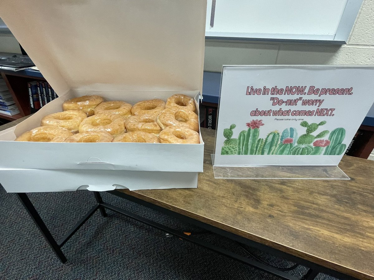 My amazing partner <a href="/ceh1118/">Carrie</a> and I kicked off our planning day with our teams with music 🎵 and donuts!

Live in the NOW. Be present. “Do-nut” worry about what comes NEXT. 🍩 #NowBeforeNext #CfisdSPIRIT #KirkCan #WatchUsGrow
<a href="/KirkElementary/">Kirk Elementary</a> @SuptMarkHenry