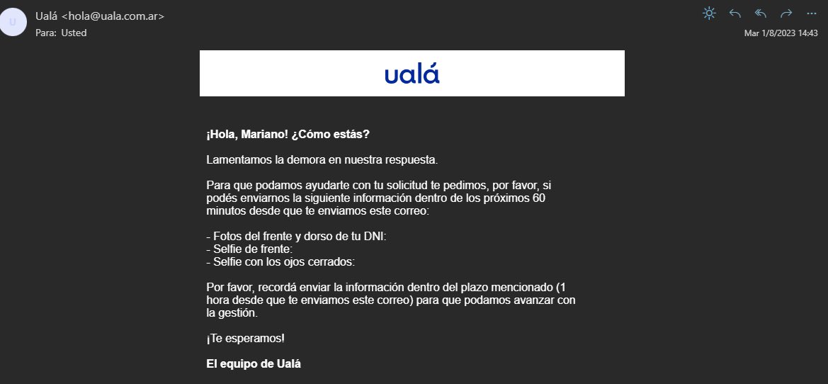 MTPainn's tweet photo. Así es como opera @uala_arg @uala evaden las preguntas de todos los usuarios, por chat no responden y por mail la estiran de esta manera, primero te piden unas fotos, se las envias y te cuelgan 3 semanas con suerte para responderte y pedirte mas fotos. Una tomada de pelo https://t.co/fU2TBHSrY5