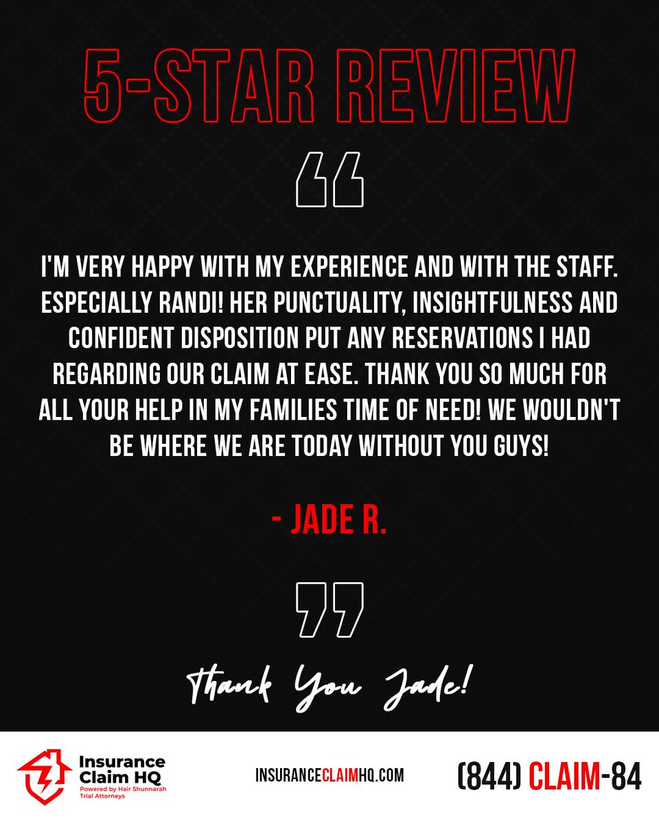 Claim_HQ's tweet photo. Sending a huge THANK YOU for the 5-star review! ⭐️⭐️⭐️⭐️⭐️

We're grateful to have earned your trust.

Need assistance with an insurance claim? We're just one call away.

⚖️ Insurance Claim HQ ⚖️
☎️ 844-252-4684
🌐 https://t.co/NfF6oqAzMY

👤 Attorney Galen Hair
📍 Metairie, LA https://t.co/q75NtRFHke