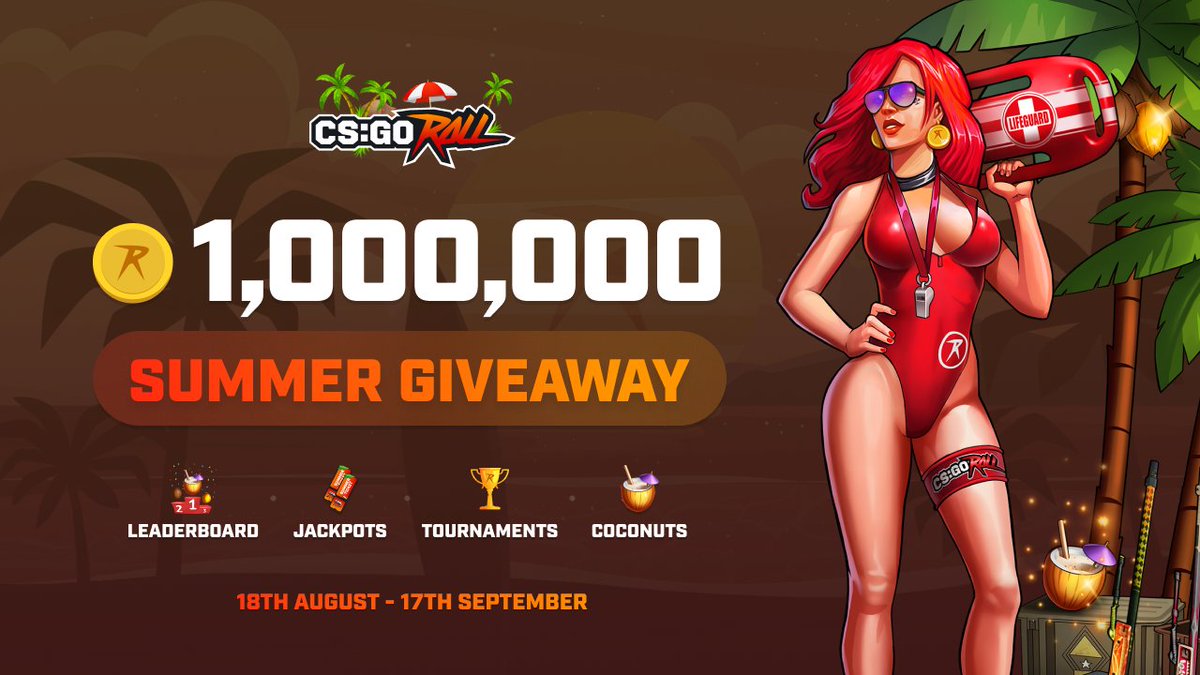 The 1,000,000 Summer Event has officially started over at CSGORoll.com — Dive into all sorts of fun promos from now until September 17th! 🏖️

💸 Weekly Jackpots
🏆 Community Tournament
🥥 Coconut Leaderboard
🌴 And so much more!

Read more: blog.csgoroll.com/summer-event-2…