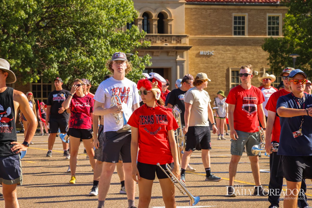 DailyToreador's tweet photo. Goin' out with a bang! Members of the Goin' Band displayed their Red Raider pride on the final day of spirit week Aug. 18, 2023.

📷 - @CameronZapataDT https://t.co/TTAVIKuZiw