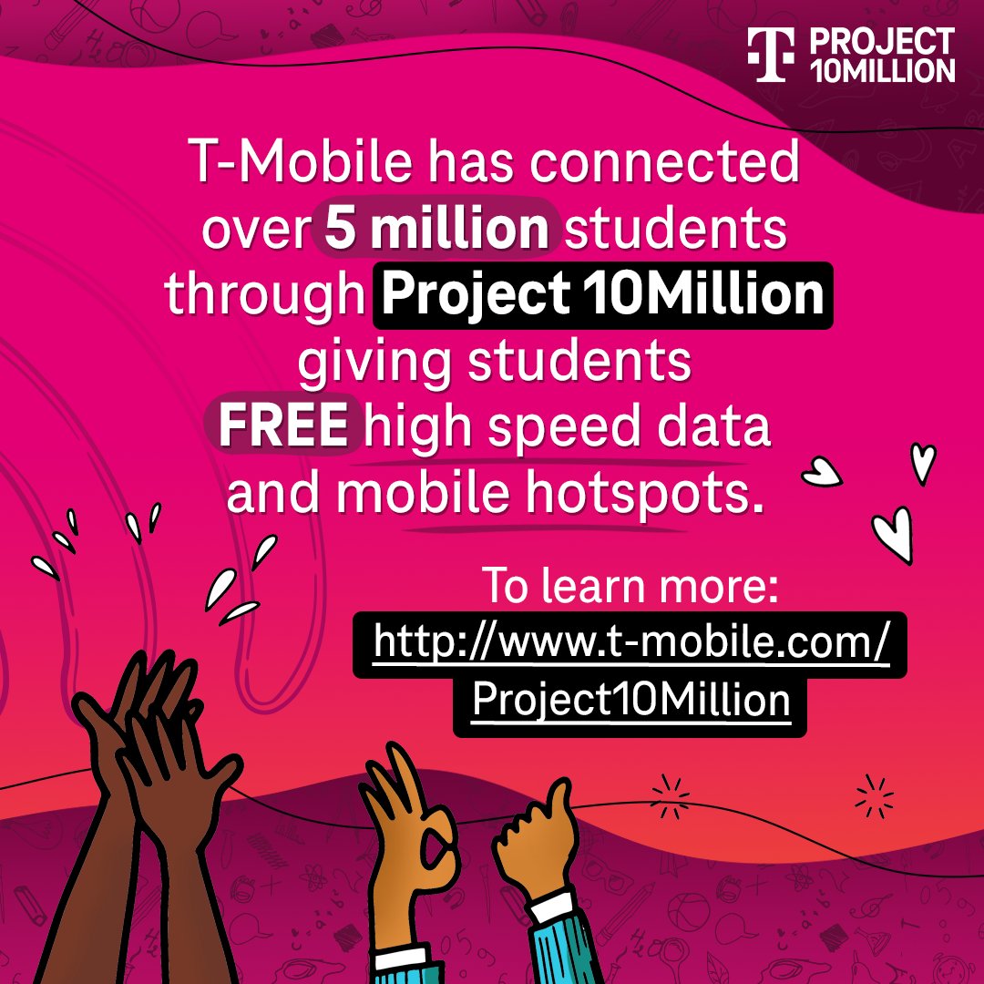 Internet is no longer a luxury, but a necessity. Proud to see <a href="/TMobile/">T-Mobile</a>’s #Project10Million connect students with free devices and internet access. Learn more here! ms.spr.ly/6011933qP​

#TeamMagenta​ | #BackToSchool