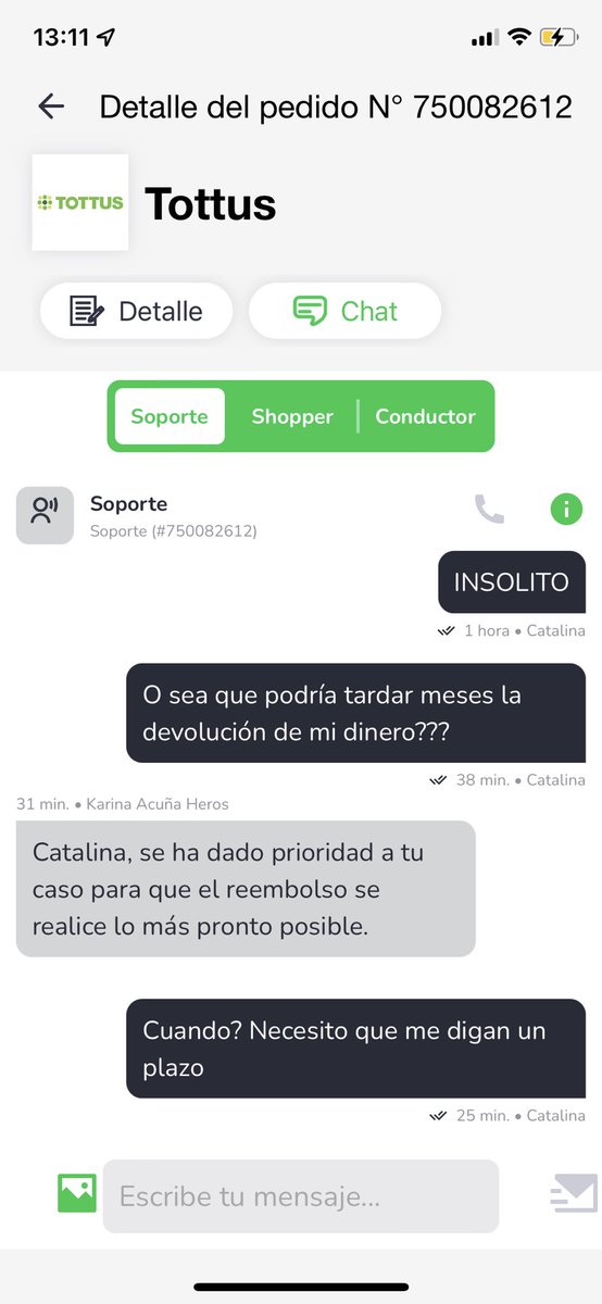 CatalinaLabayru's tweet photo. @cotitaas @TottusChile @SERNAC También tuve problemas con FAZIL, no me entregaron mi pedido y lo cobraron igual, llevo 2 días pidiendo la devolución del dinero y me dicen que no tienen plazos de devolución https://t.co/1W71rcz4GU