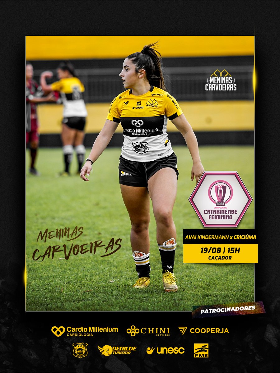 criciumafem's tweet photo. As Meninas Carvoeiras encaram mais um desafio pelo Campeonato Catarinense Feminino neste sábado (19/08). 

O time enfrenta o Avaí Kindermann, às 15 horas, no estádio Salézio Kindermann, em Caçador. https://t.co/ZuG9aiH7br