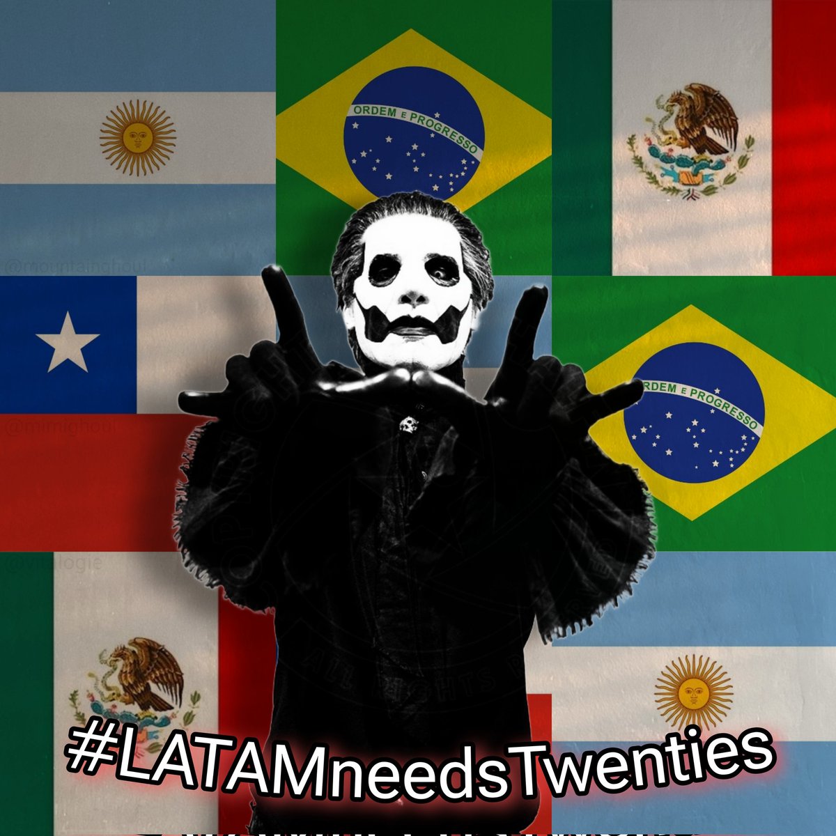 ilyaswftt's tweet photo. Us latinos NEVER give up... that's why we ask Ghost to play Twenties in our countries 🩵
Join us with #LATAMneedsTwenties, so we can enjoy our favorite song live!
help us make it happen! 🇲🇽🇧🇷🇦🇷🇨🇱
@thebandGHOST https://t.co/pKhGKoQfDx