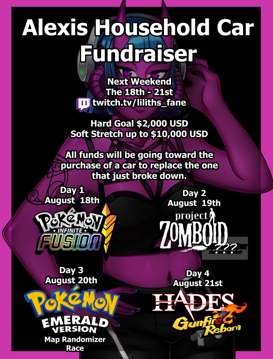 I'm live now for the fundraiser, come join us! twitch.tv/liliths_fane We need all the help we can get, so please share this in every way you can!