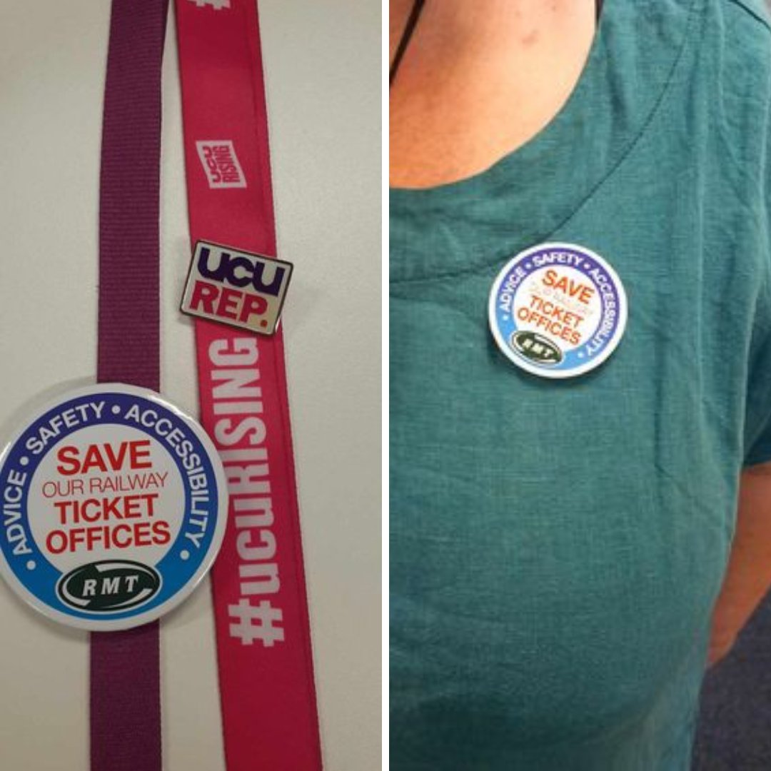 #SaveTicketOffices badges in the wild
Solidarity from @ucu 
#ucuRISING ✊
