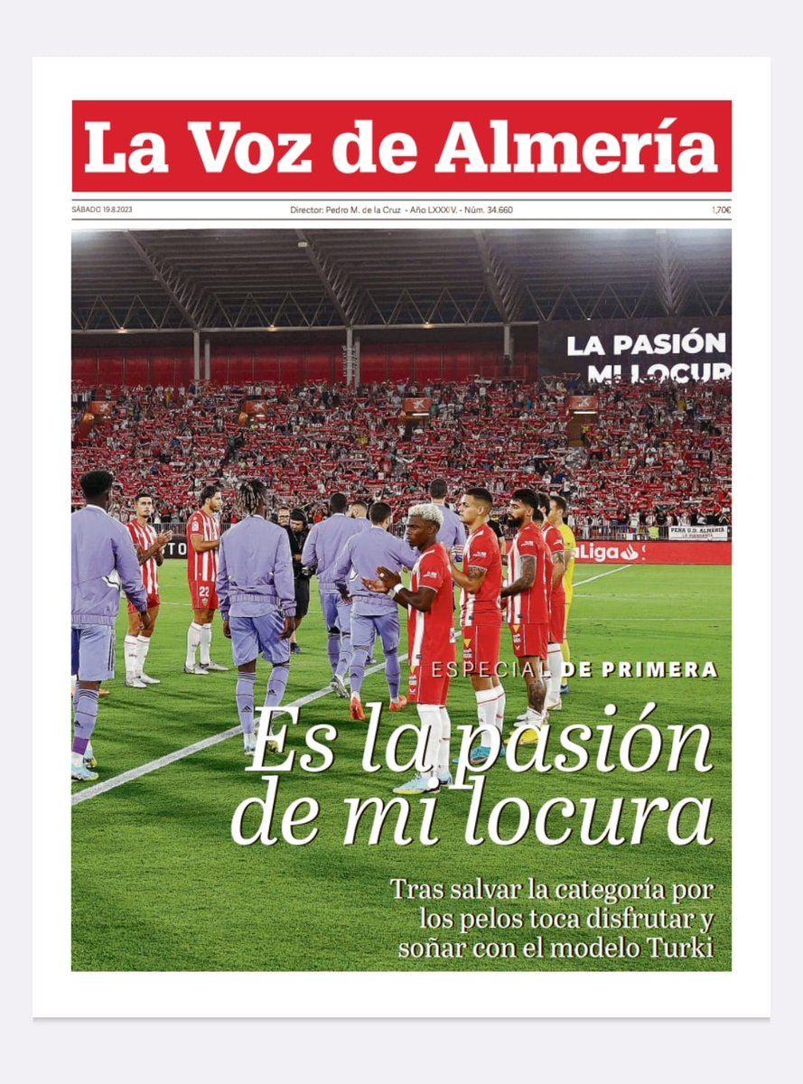 ☀️Buenos días
🗞️Así viene la portada de Deportes

🔎No te pierdas hoy sábado el especial del Almería (<a href="/U_D_Almeria/">UD Almería</a>) en la edición impresa de LA VOZ