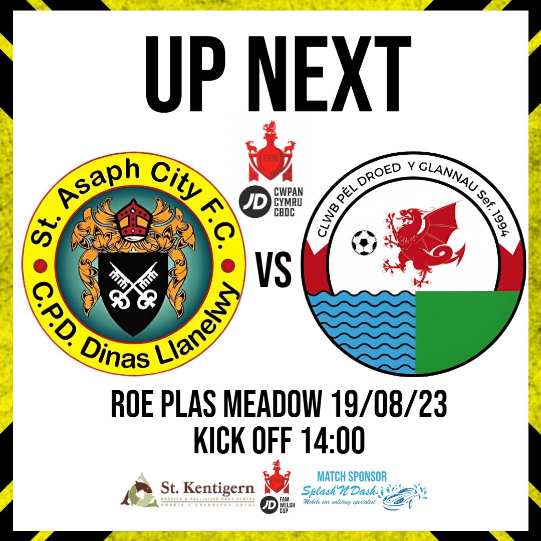 StAsaphFC's tweet photo. Tomorrow we welcome @Y_Glannau to Roe Plas in the @jdwelshcup R2 https://t.co/dtwEVIZ3SW