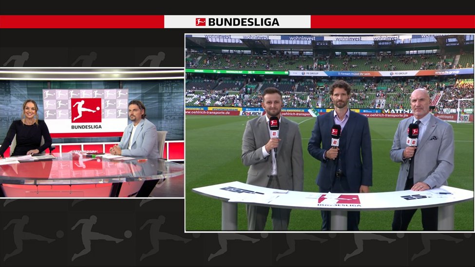 Great to have another season of #Bundesliga on ESPN+. 

⚽️ <a href="/KayLMurray/">Kay Murray</a> anchors our coverage now w/ <a href="/1_LPfannenstiel/">Lutz Pfannenstiel</a> 
⚽️ <a href="/archiert1/">Archie Rhind-Tutt</a> <a href="/arnefriedrich/">Arne Friedrich</a> &amp; Stewart Robson are pitchside 
⚽️ <a href="/RaeComm/">Derek Rae</a> &amp; <a href="/DietmarHamann/">Didi Hamann</a> will call #SVWFCB at 230p ET