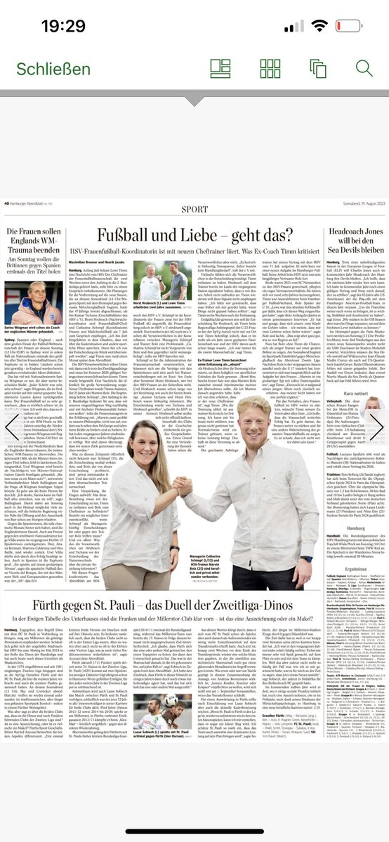 Starkes HSV-Programm von <a href="/StefanWaltherHA/">Stefan Walther</a> , <a href="/henrik_jacobs/">Henrik Jacobs</a> und @MaxiBronner morgen im <a href="/abendblatt/">Hamburger Abendblatt</a> . Zwei Exklusivgeschichten, über die man reden wird. Alleine die Summe, die Ex-Hertha-Geschäftsführer als Boni für den Windhorstdeal bekommen haben soll… Kompliment an die Kollegen!