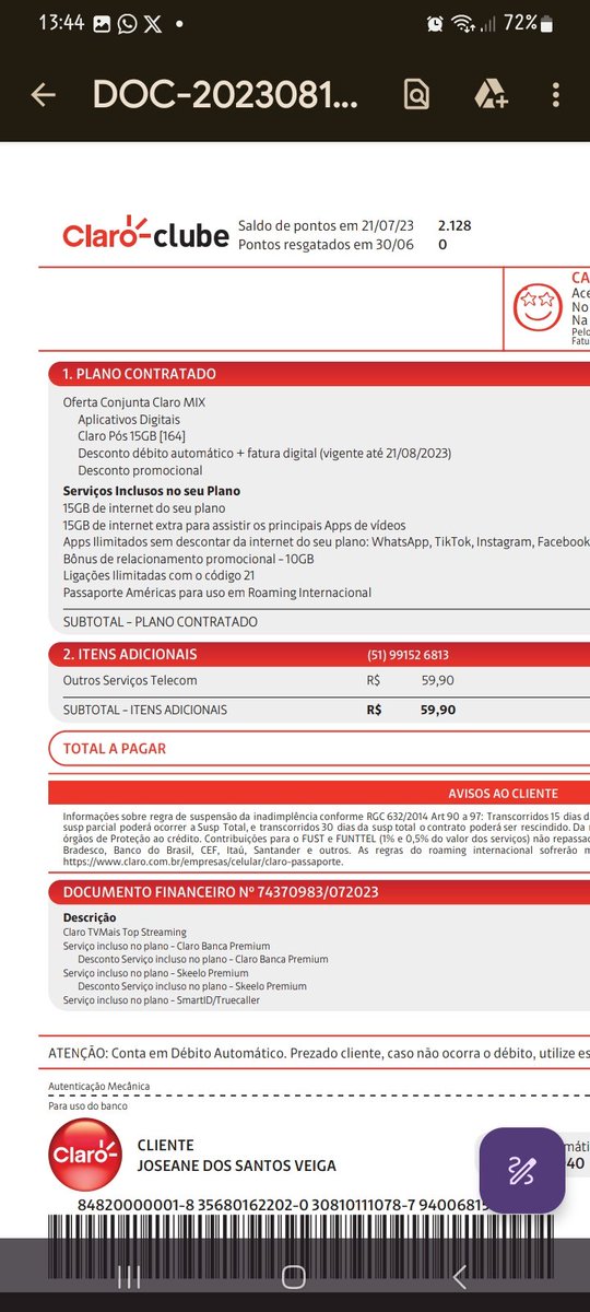 josizombie's tweet photo. @ClaroBrasil a claro tv + parou de funcionar a 4 dias, liguei pra eles e  a atendente disse que a minha assinatura estava cancelada desde de 2022 por falta de uso. Como estava funcionando a 4 dias atrás? Estou pagando pelo que??????

@ProconRS @ClaroBrasil https://t.co/iPySmG0Ppo
