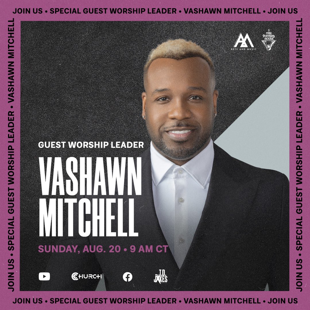 Join us this Sunday at Potter's House as we celebrate First Lady @SeritaJakes' birthday! 🎉 

Get ready for an incredible worship experience with special guest Vashawn Mitchell. Don't miss out! Let's come together in worship! 🙌

#TPHDallas