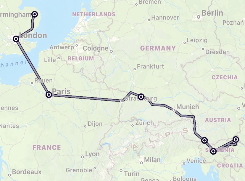 My longest ever journey by train in a few weeks with colleagues. We all opted for #flightfreetravel, train travel is amazingly inexpensive & quick (once out of GB) & more of an adventure than via a bland airport. What ecology/plants/gardens shouldn’t I miss in Slovenia and Paris?