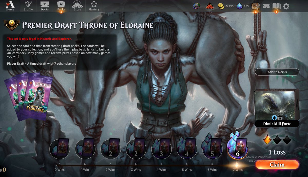 9º🏆 de Trono de Eldraine
Dimir Mill Forte 7-1

Deck simplesmente absurdo, com as melhores cartas para a cor, tive muita sorte no terceiro booster, passou muita bomba pra minha cor...

#mtg #magicthegathering #mtga #magicarena #mtgdraft #mtglimited